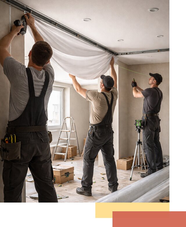 Монтаж парящего натяжного потолка под ключ в Луховицах