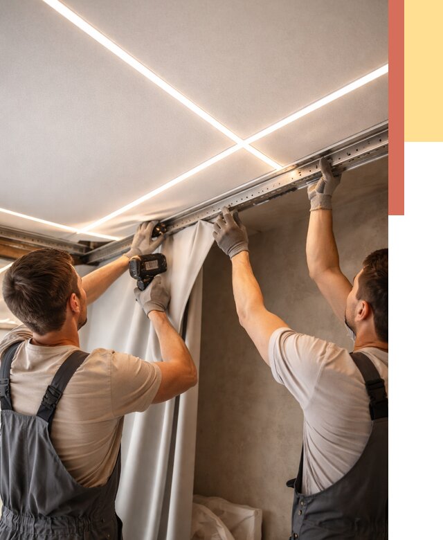 Монтаж натяжного потолка со световыми линиями в Луховицах от 1241 руб. | ОТДЕЛОЧНИК-Лхв