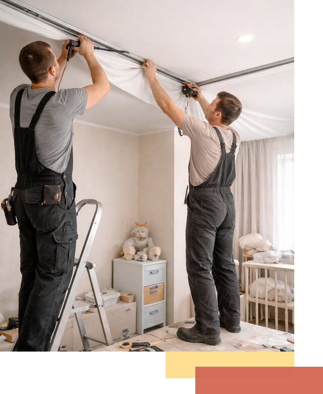 Монтаж натяжного потолка в детской комнате в Луховицах