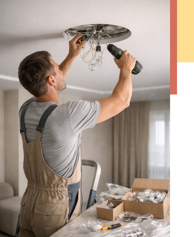 Установка люстры в натяжной потолок в Луховицах от 1241 руб. | Быстро и недорого — ОТДЕЛОЧНИК-Лхв