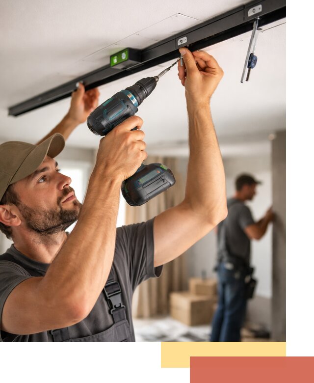 Установка трековых светильников в натяжной потолок в Луховицах