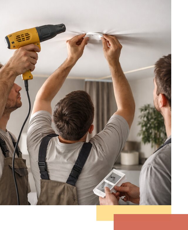 Ремонт прокола полотна натяжного потолка в Луховицах