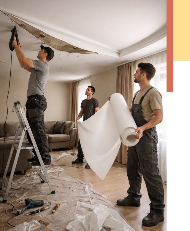 Замена полотна натяжного потолка в Луховицах от 9828 руб. быстро и недорого | ОТДЕЛОЧНИК-Лхв