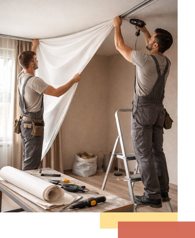 Замена полотна натяжного потолка в Луховицах быстро и качественно