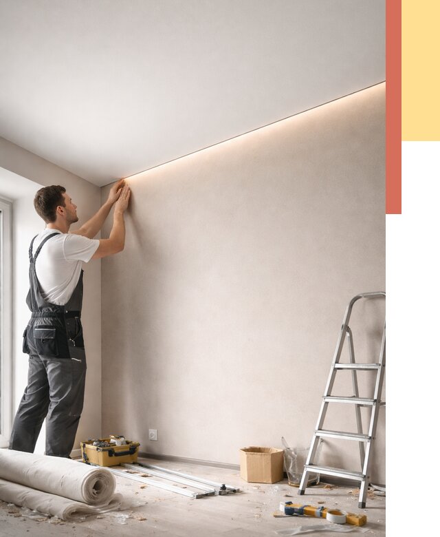 Теневые натяжные потолки в Луховицах от 8483 руб. под ключ | ОТДЕЛОЧНИК-Лхв