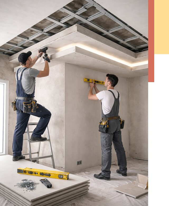 Двухуровневый потолок из гипсокартона в Луховицах от 1500 руб. под ключ | ОТДЕЛОЧНИК-Лхв