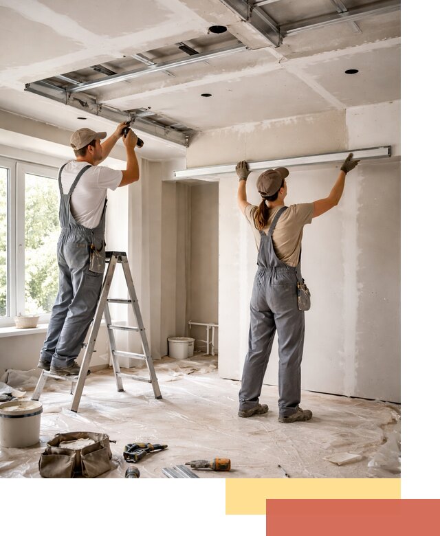 Монтаж многоуровневого потолка из гипсокартона в Луховицах