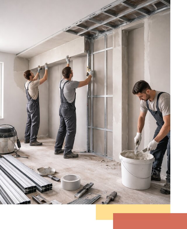 Монтаж потолка из гипсокартона с нишей в Луховицах