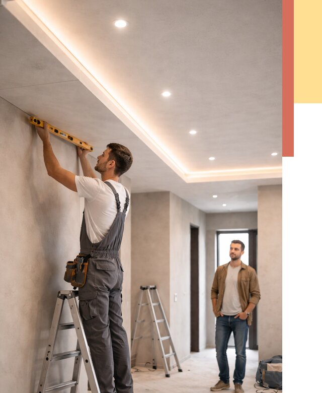 Потолок из гипсокартона с подсветкой в Луховицах от 776 руб./м2 под ключ | ОТДЕЛОЧНИК-Лхв