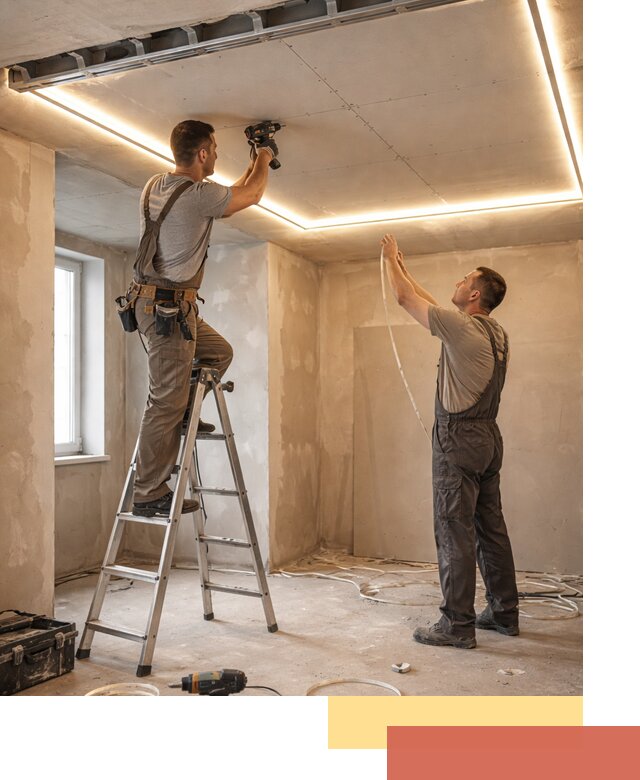 Потолок из гипсокартона с подсветкой в Луховицах