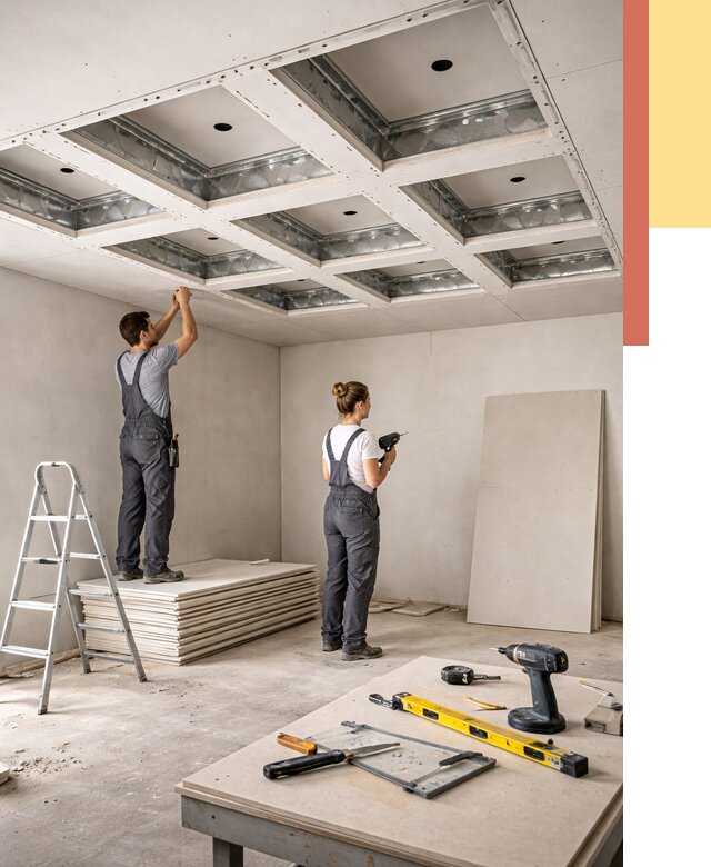 Кессонный потолок из гипсокартона в Луховицах от 1914 руб. — монтаж и под ключ | ОТДЕЛОЧНИК-Лхв