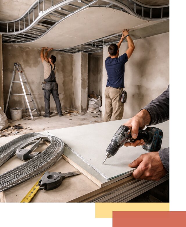 Криволинейный потолок из гипсокартона в Луховицах — монтаж и отделка