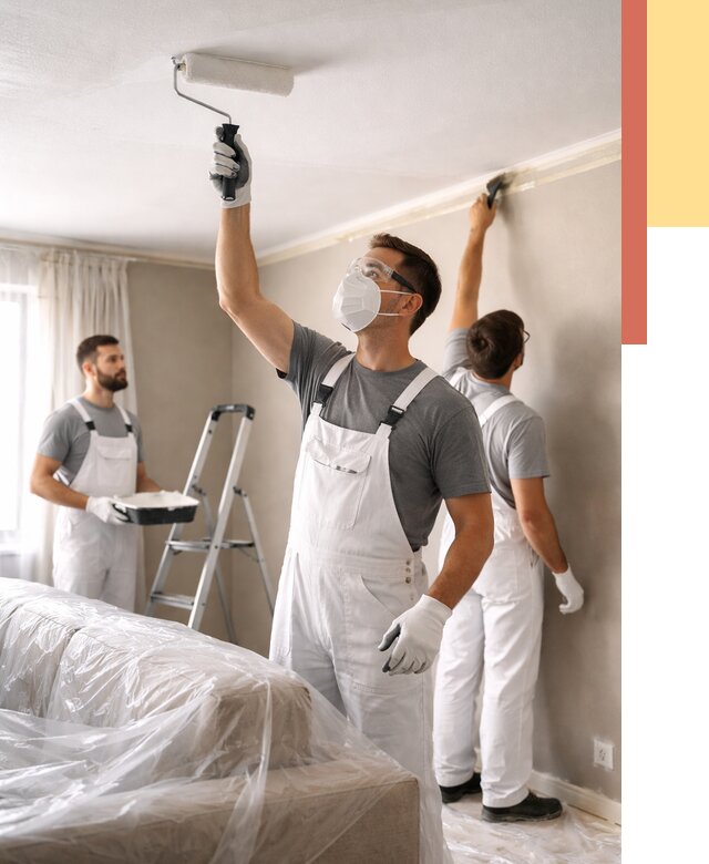 Покраска потолка водоэмельсионной краской в Луховицах от 2276 руб/м² — услуги под ключ | ОТДЕЛОЧНИК-Лхв