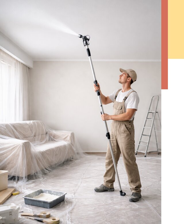 Покраска потолка краскопультом в Луховицах от 4655 руб. быстро и недорого | ОТДЕЛОЧНИК-Лхв