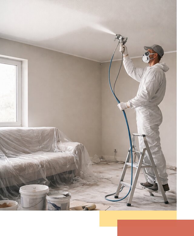 Покраска потолка краскопультом в Луховицах быстро и качественно